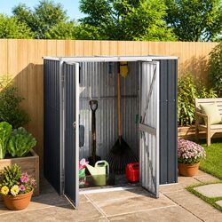 Garden Tool Shed Anthracite Outdoor Storage Galvanised Steel Structure