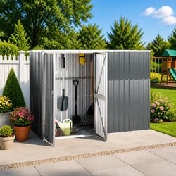 Garden Tool Shed Grey 225x89x161 cm Outdoor Storage Galvanised Steel Frame