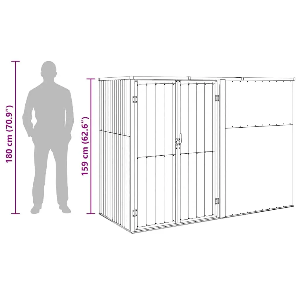 Garden Tool Shed Galvanised Steel Anthracite 225x89x161cm