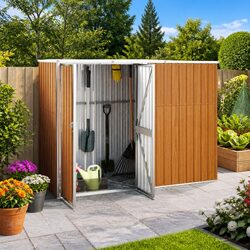 Garden Tool Shed Brown 225x89x161cm Galvanised Steel Storage Outdoor