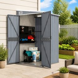 Wall-mounted Garden Shed Grey 118x100x178cm Galvanised Steel Storage House