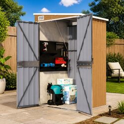 Wall-mounted Garden Shed Brown Outdoor Storage House Galvanised Steel