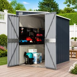 Wall-Mounted Garden Shed Anthracite Outdoor Storage Steel Double Door