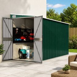 Wall-Mounted Garden Shed Storage Green 118x382x178cm Galvanised Steel Outdoor