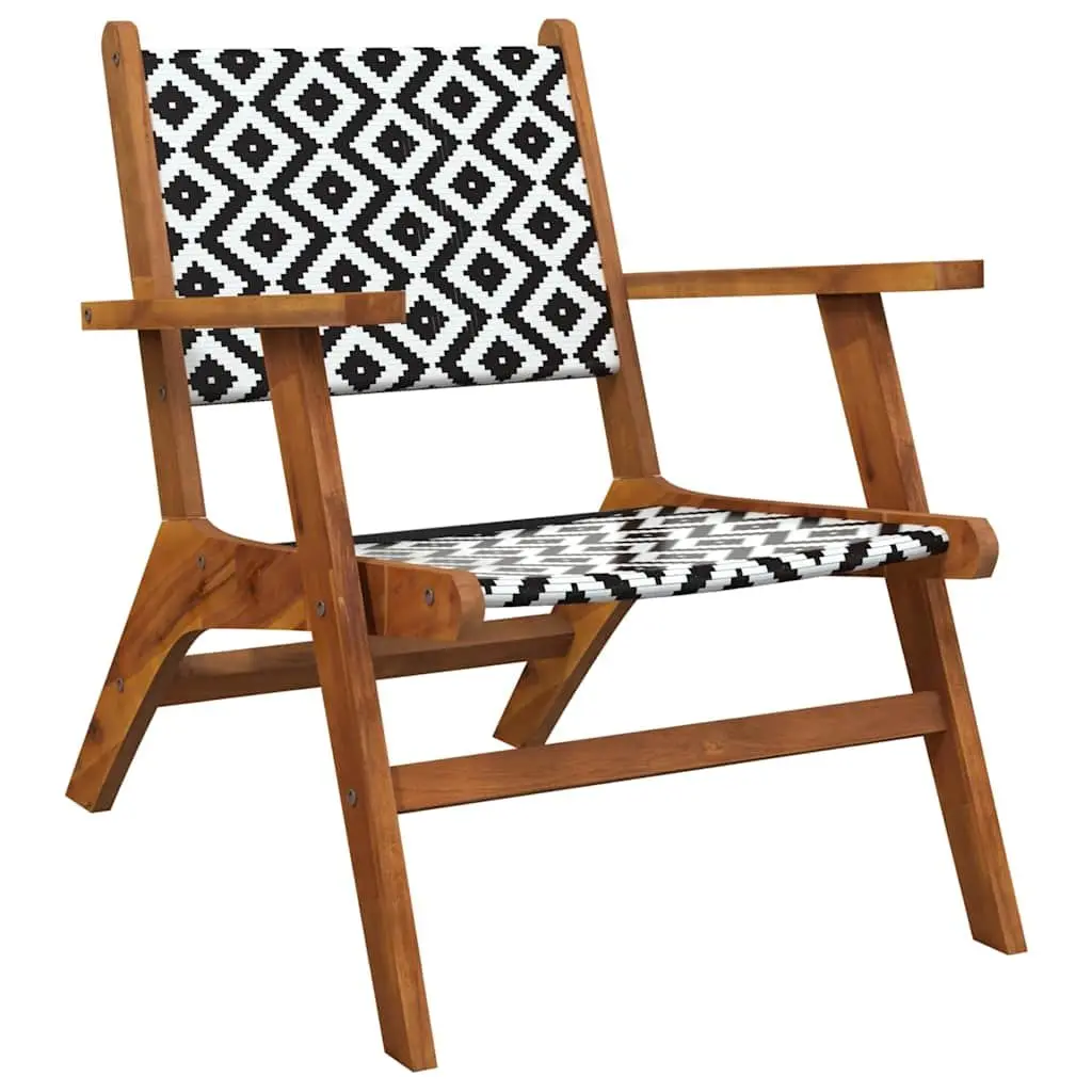Garden Chairs Outdoor Patio Set 2 Pieces Acacia Wood Rattan Backrest Brown