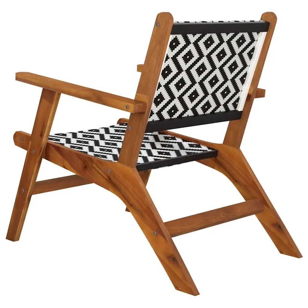 Garden Chairs Outdoor Patio Set 2 Pieces Acacia Wood Rattan Backrest Brown