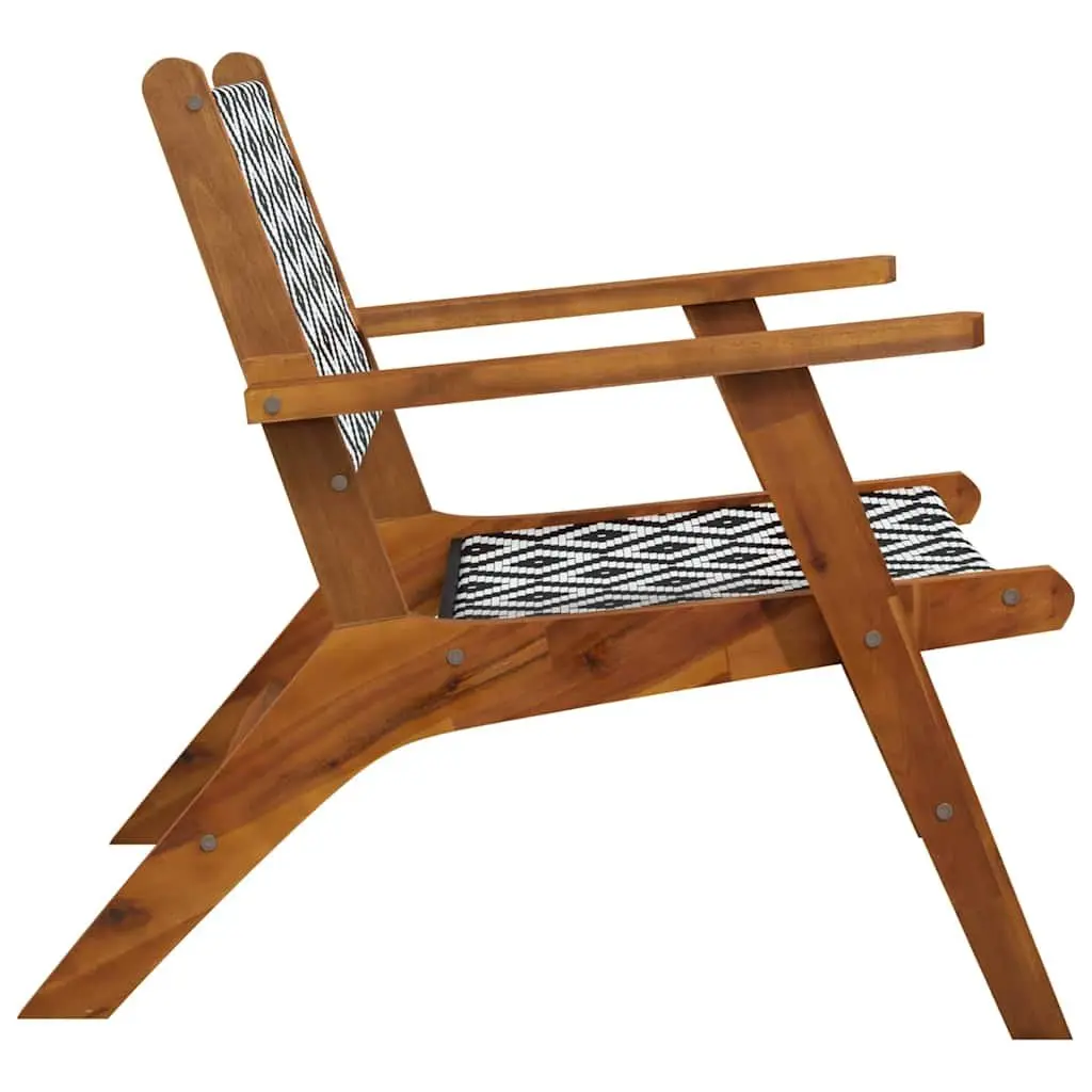 Garden Chairs Outdoor Patio Set 2 Pieces Acacia Wood Rattan Backrest Brown