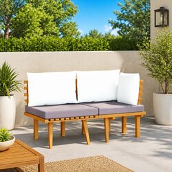 Outdoor Sectional Sofa Lounge Set with Cushions Grey Garden Patio Furniture
