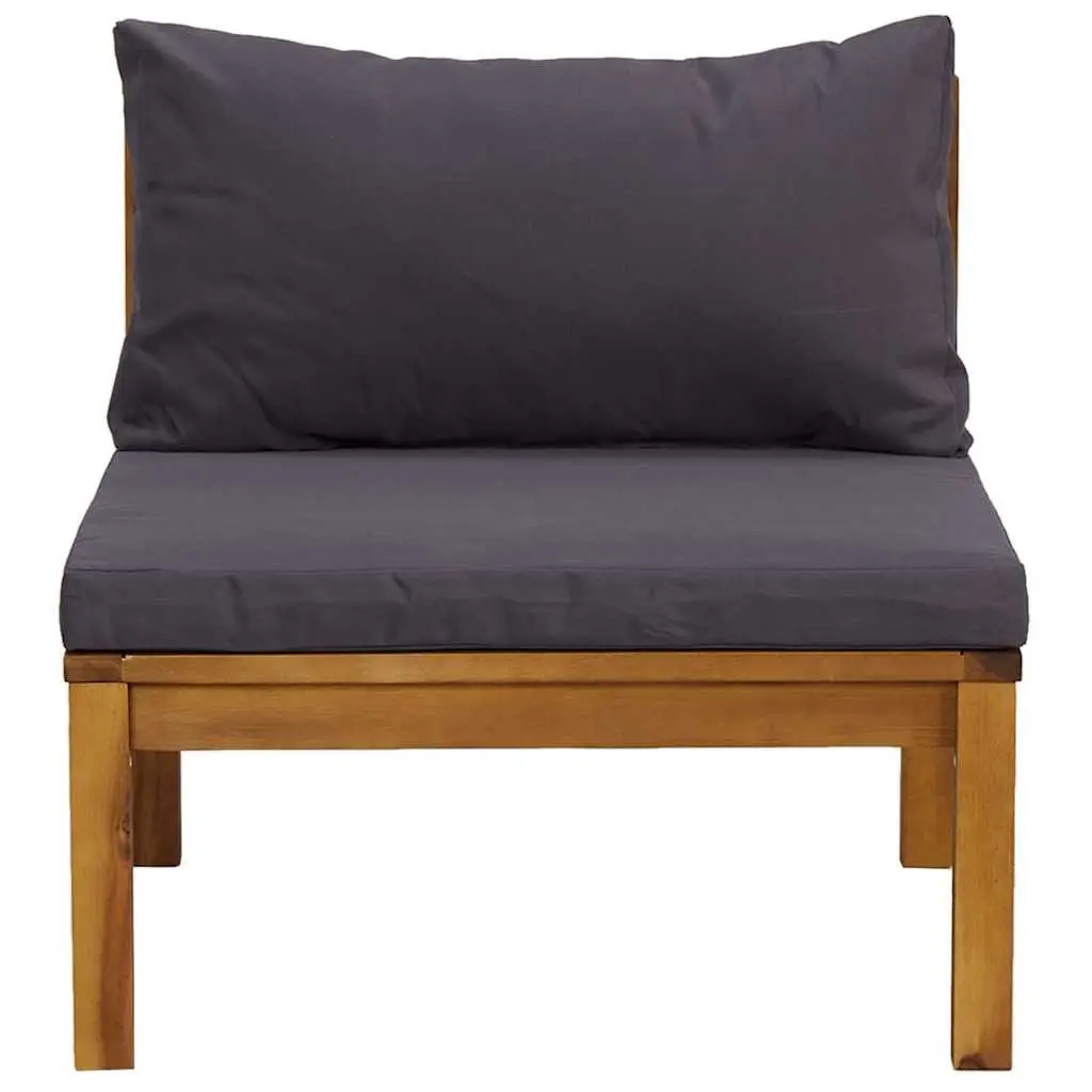 Outdoor Sectional Sofa Set 2 Piece Grey Cushions Acacia Wood Garden Lounge