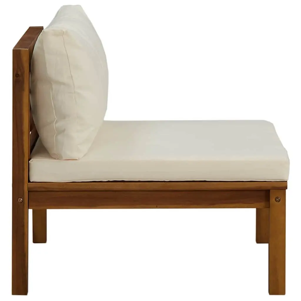 Outdoor Sectional Sofa 2 Piece Set Padded Cushions Solid Acacia Wood White