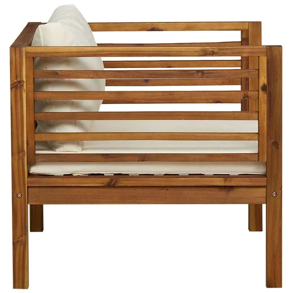 Garden Chair Solid Acacia Wood Weather Resistant with Cream White Cushions