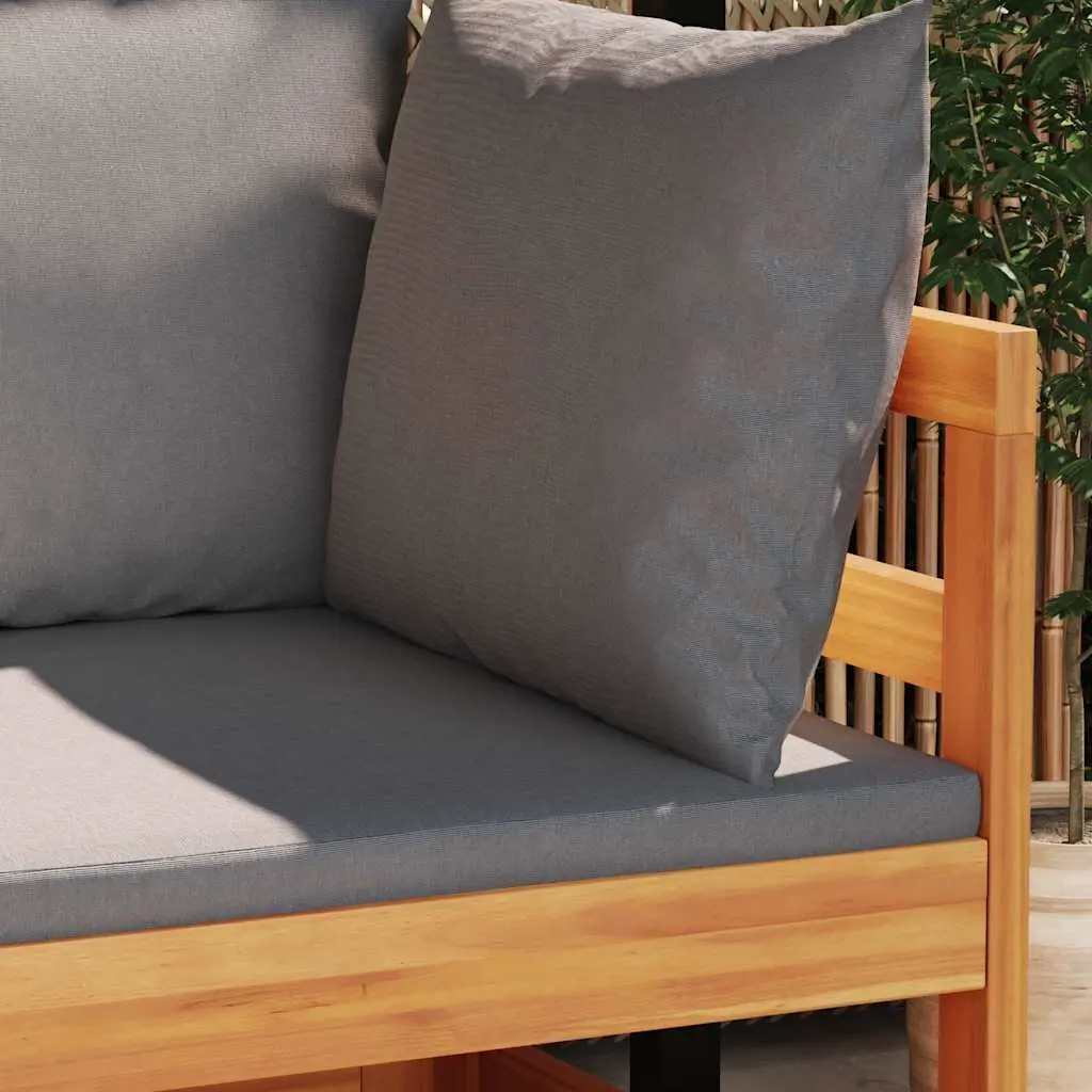 Outdoor Corner Sofa Acacia Wood Garden Sectional Lounge Dark Grey Cushions