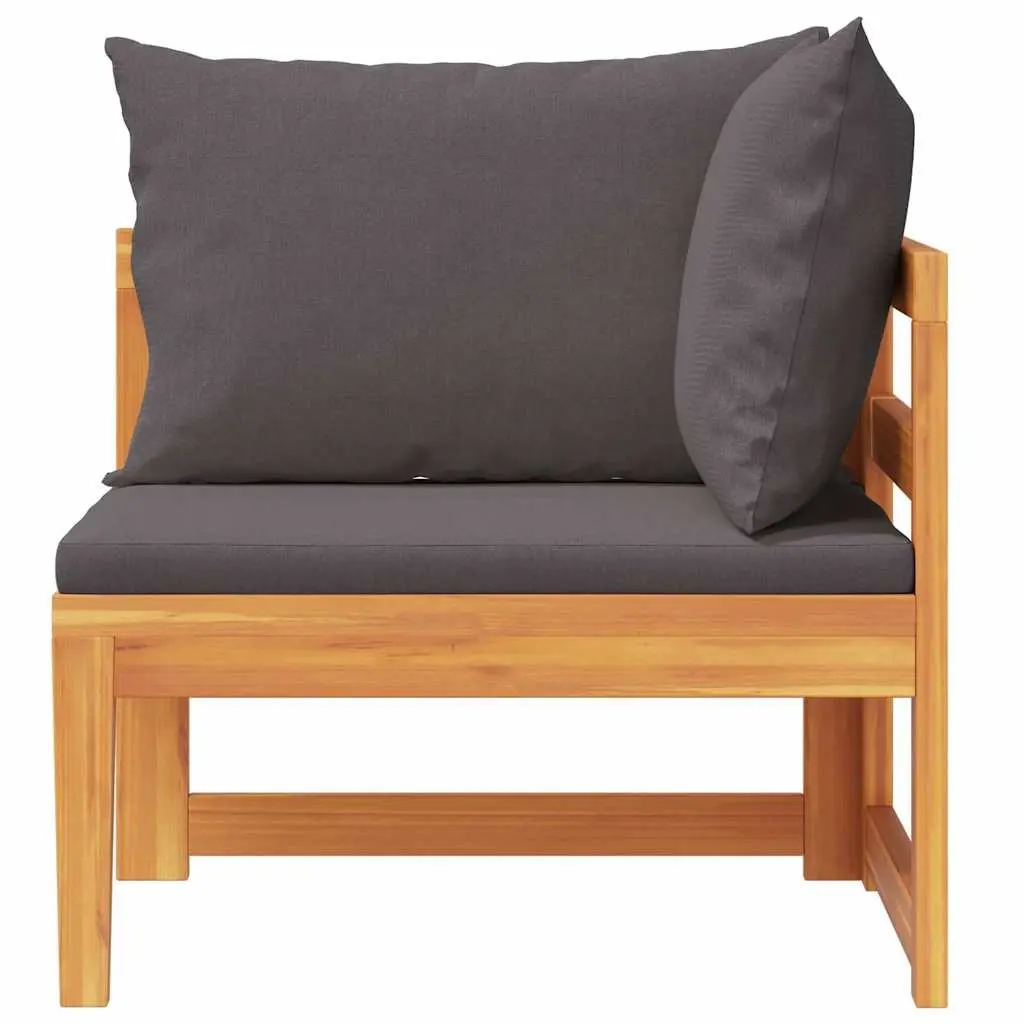 Outdoor Corner Sofa Acacia Wood Garden Sectional Lounge Dark Grey Cushions