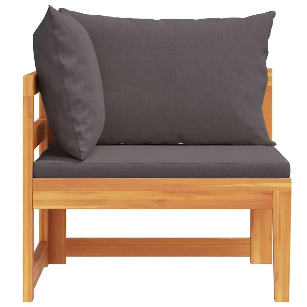 Outdoor Corner Sofa Acacia Wood Garden Sectional Lounge Dark Grey Cushions