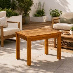 Outdoor Coffee Table 50x35x36 cm Brown Wooden Slatted Design Garden Furniture
