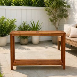 Garden Console Table 110x40x75 cm Outdoor Furniture with Bottom Shelf Storage