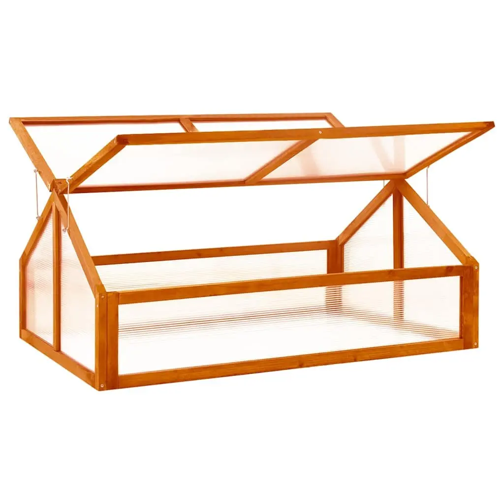 Wooden Greenhouse Hinged Roof Brown Solid Firwood Garden Plant Protection