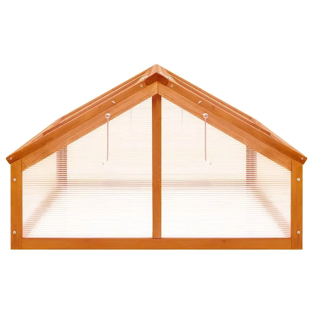 Wooden Greenhouse Hinged Roof Brown Solid Firwood Garden Plant Protection