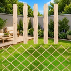 Wooden Garden Fence Panels 5 pcs Outdoor Privacy Screening Trellis Barriers