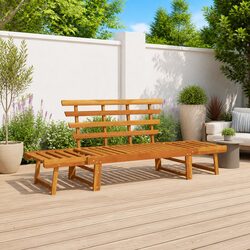 Garden Bench 2-in-1 Outdoor Sunbed Day Bed Acacia Wood Brown 190cm Convertible