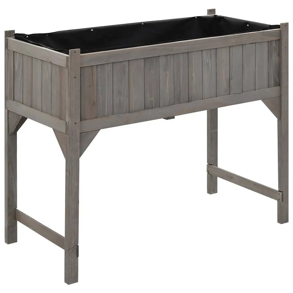 Raised Garden Bed with Greenhouse Top Solid Fir Wood Grey 110 x 54 x 120 cm