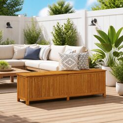 Garden Storage Box 200x50x58 cm Solid Wood Outdoor Cushion Pillow Deck Box