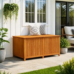 Garden Storage Box 150x80x75 cm Outdoor Wooden Furniture Chest Acacia Cushion