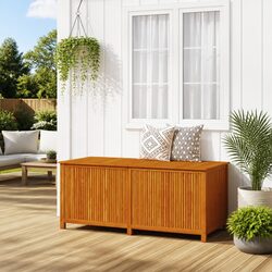Garden Storage Box 175x80x75 cm Solid Acacia Wood Outdoor Cushion Pillow Chest