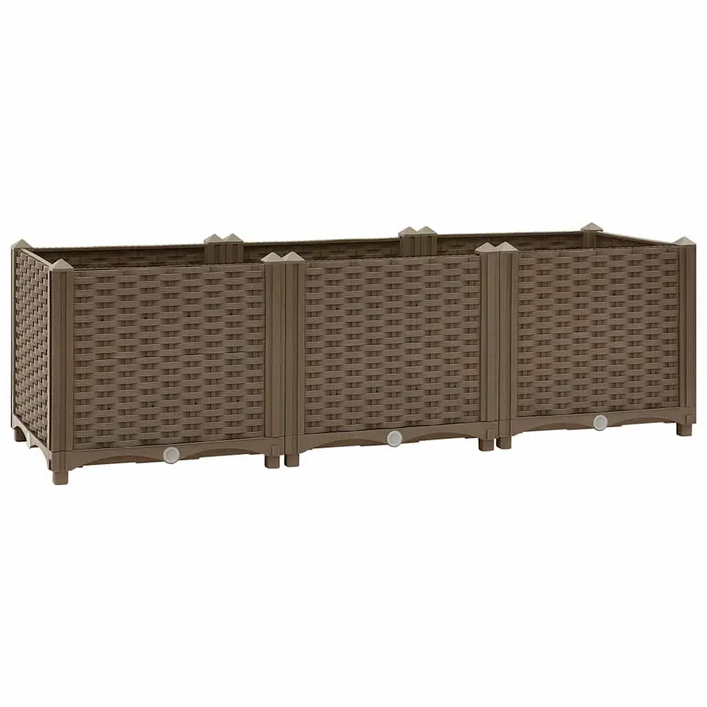 Raised Garden Bed Planter Large Deep Container Brown Polypropylene Outdoor Vegetables Herbs Flowers