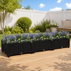 Raised Garden Bed Planter Black Polypropylene Flowers Vegetables Outdoor