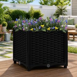 Raised Garden Bed Planter Box 40x40x38 cm Black Outdoor Flowers Vegetables Herbs