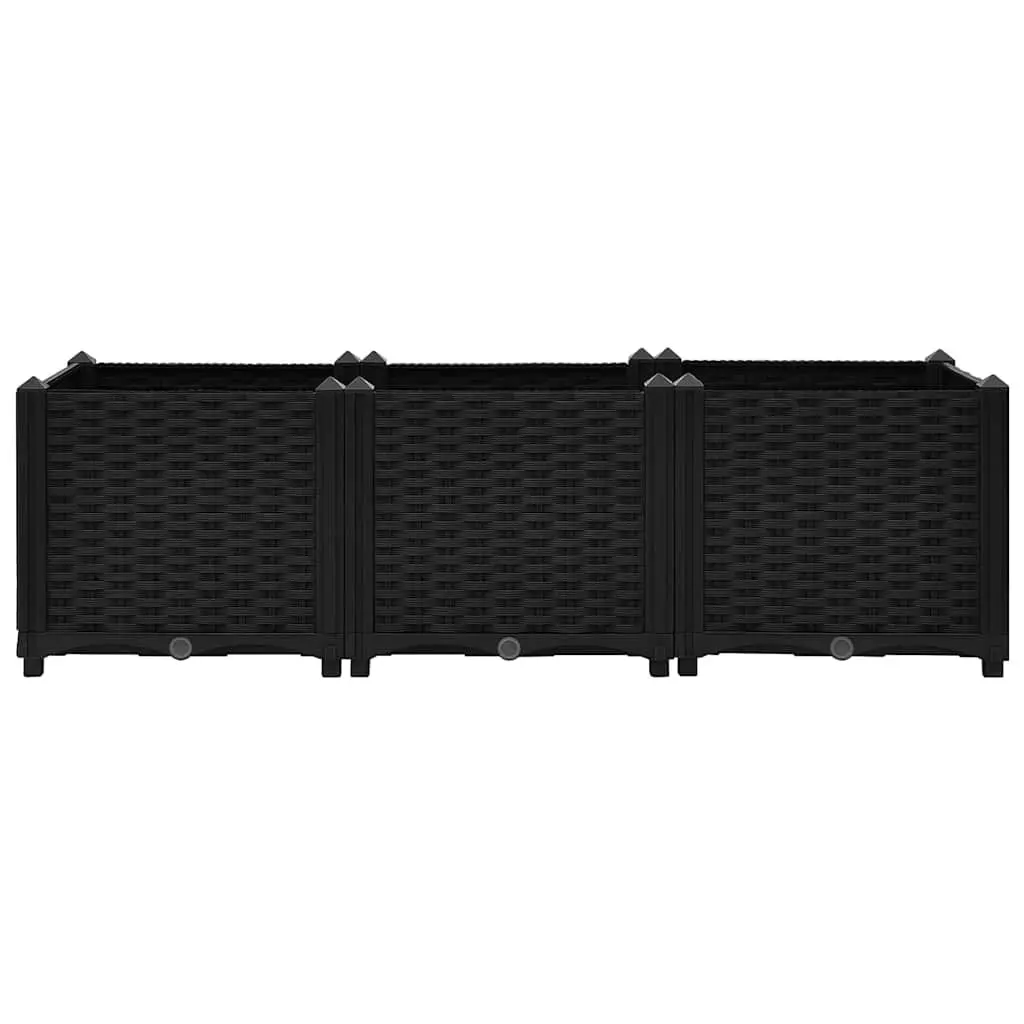 Raised Garden Bed Planter Box Deep Wide Space 120x40x38 cm Black Polypropylene