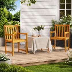 Outdoor Chairs 2 pcs Garden Seating Armchairs Solid Wood Weather Resistant