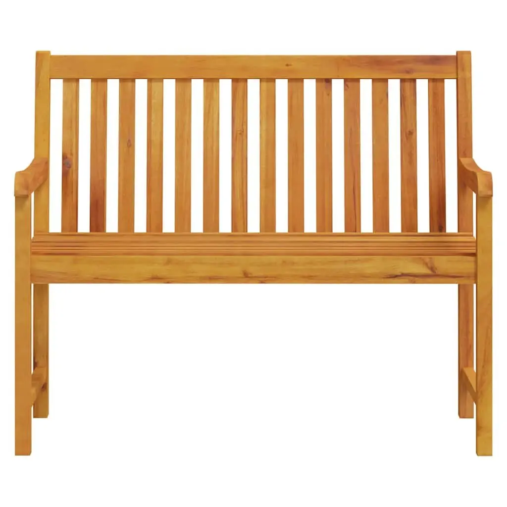 Outdoor Garden Bench Solid Acacia Wood 110cm Brown Backrest Armrest