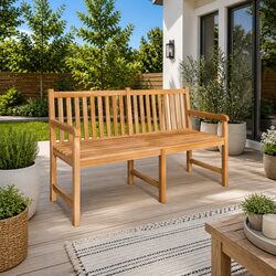 Outdoor Garden Bench 150cm Teak Wood Seating Patio Furniture Brown