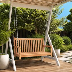 Teak Wood Swing Bench Outdoor Garden Porch Seating Durable Weather Resistant