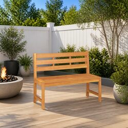 Outdoor Garden Bench 114cm Teak Wood Patio Seating Furniture Brown
