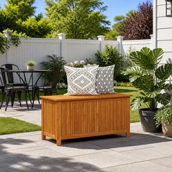 Garden Storage Box Solid Wood Outdoor Furniture 113x50x58cm Patio Deck Organizer