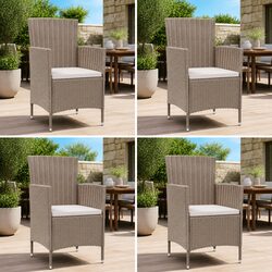 Outdoor Garden Chairs Set 4 pcs Poly Rattan Beige with Cushions Patio Seating