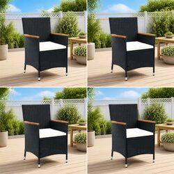 Outdoor Dining Chairs 4 pcs Poly Rattan Black Garden Patio Seating Furniture