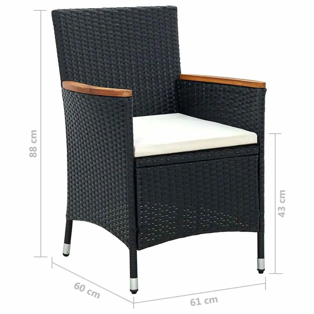 Outdoor Dining Chairs 4 pcs Poly Rattan Black Garden Patio Seating Furniture