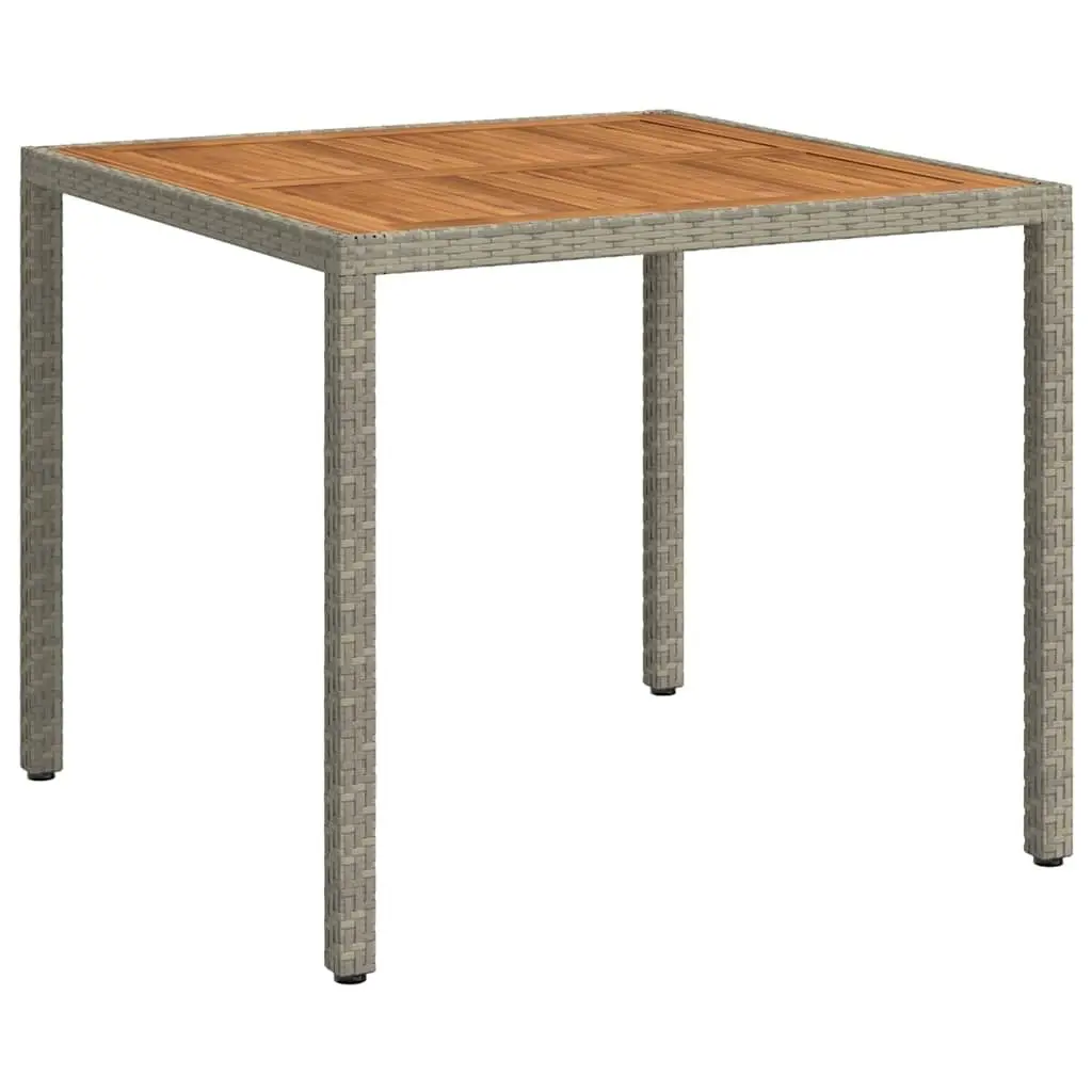 Garden Table Poly Rattan Acacia Wood 90x90x75cm Grey