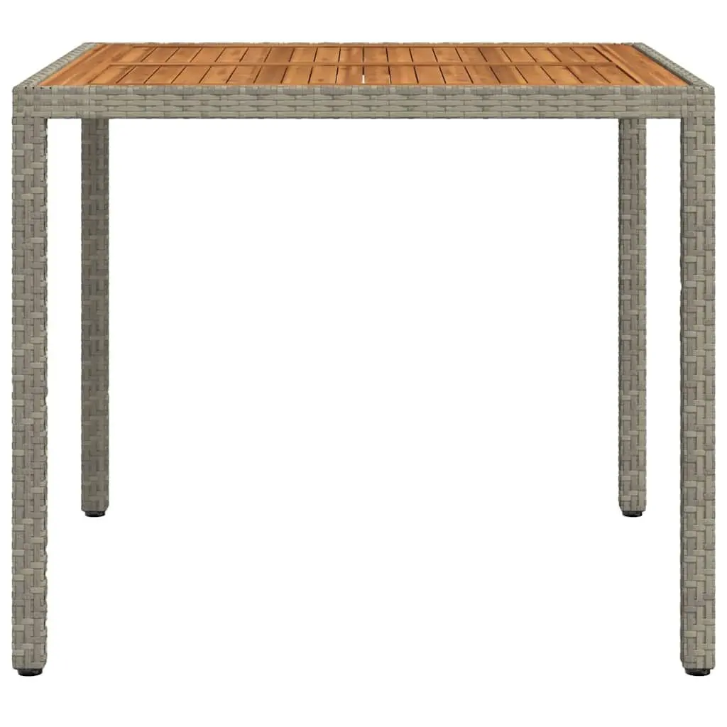 Garden Table Poly Rattan Acacia Wood 90x90x75cm Grey