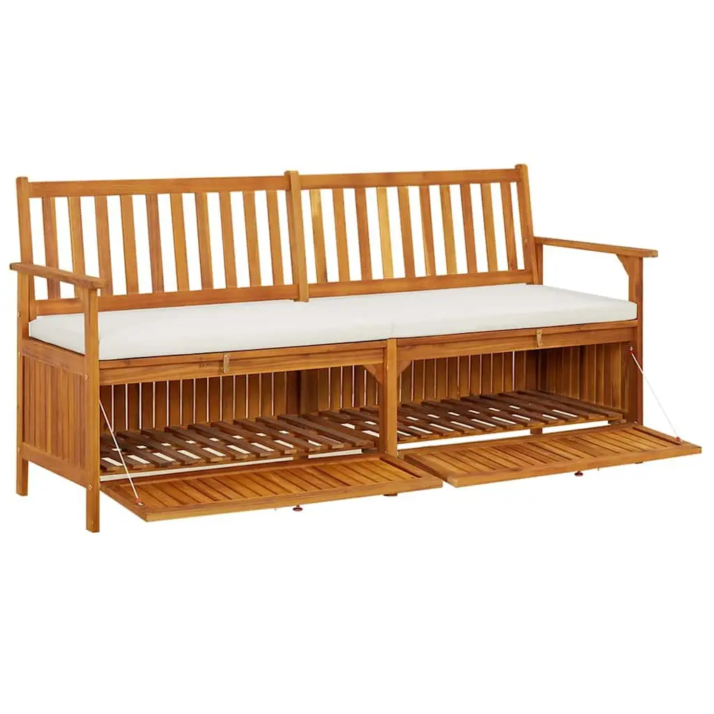 Storage Bench with Cushion 170cm Solid Wood Acacia Brown Indoor Outdoor Seating