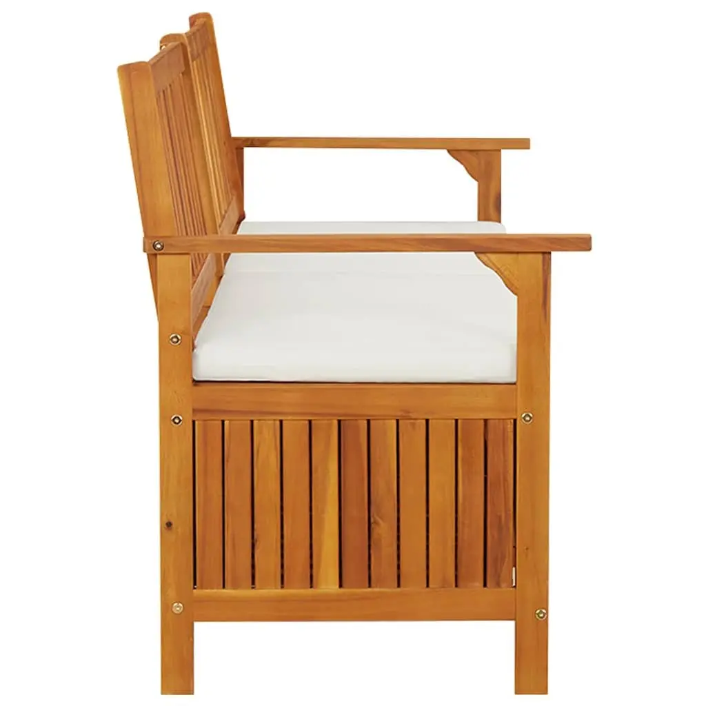 Storage Bench with Cushion 170cm Solid Wood Acacia Brown Indoor Outdoor Seating