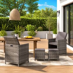 Outdoor Garden Chair and Stool Set 4 Piece Patio Seating with Cushions