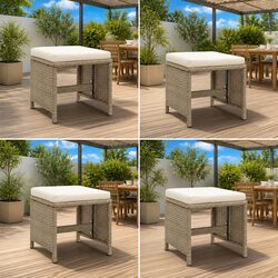 Outdoor Garden Stools Set 4 pcs Patio Footrest with Cushions Beige