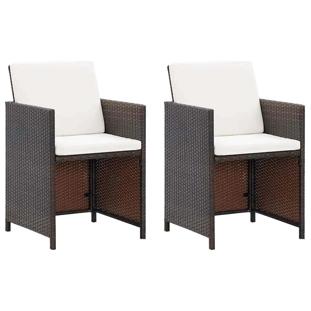 4 Piece Outdoor Garden Chair Stool Set Patio Seating with Cushions Brown