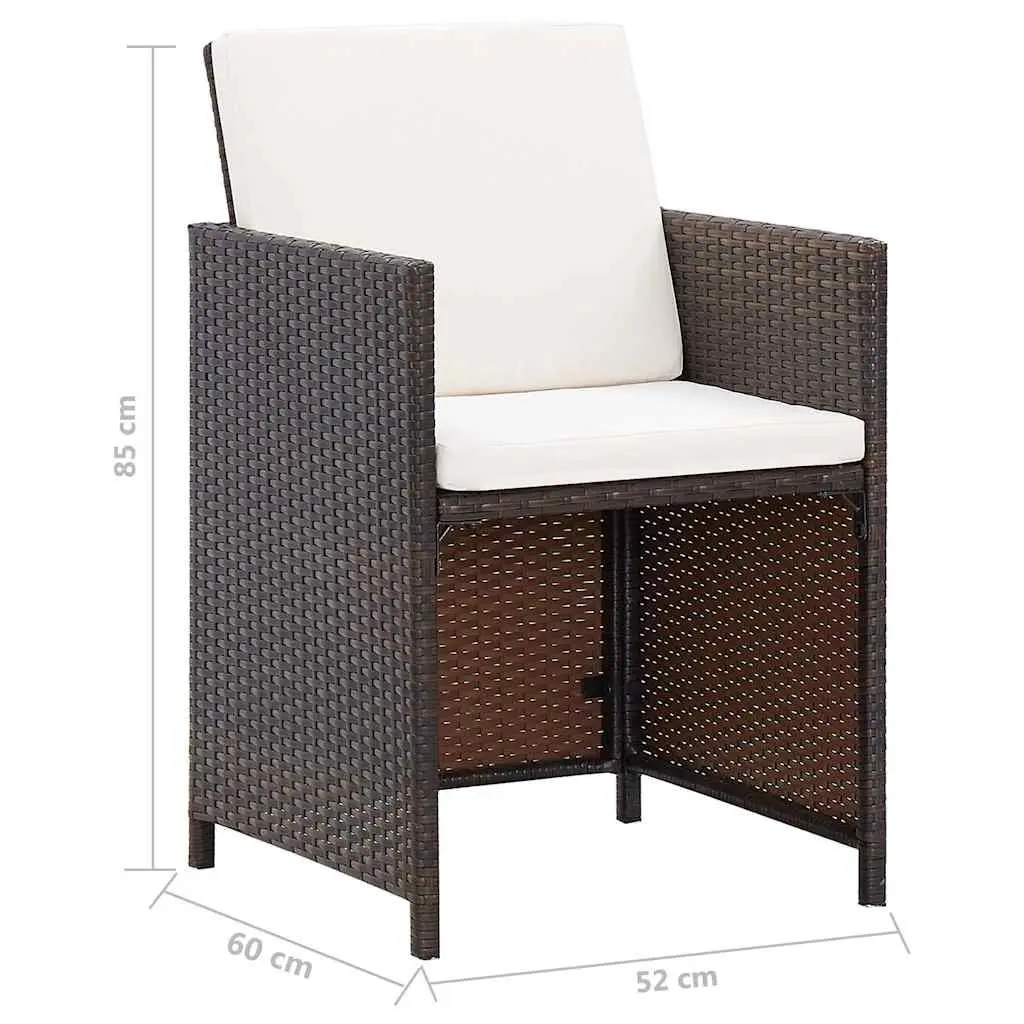 4 Piece Outdoor Garden Chair Stool Set Patio Seating with Cushions Brown
