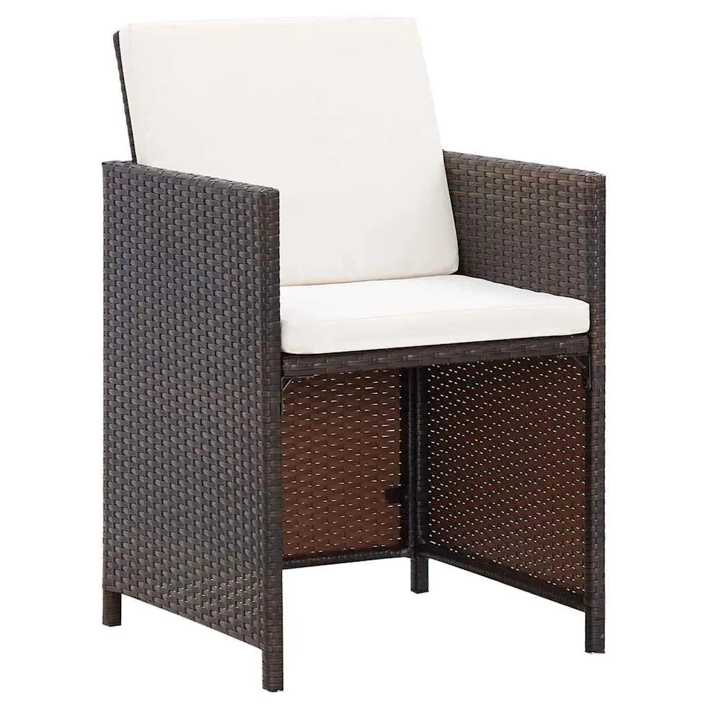 4 Piece Outdoor Garden Chair Stool Set Patio Seating with Cushions Brown
